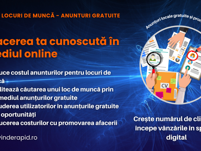 Locuri de Muncă, Anunțuri Locale Gratuite și Promovate – VindeRapid